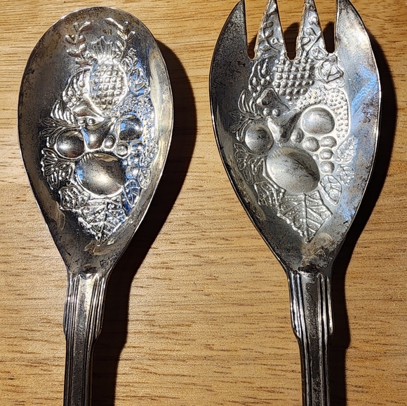 Set x 2 Vintage Silver Plated Serving Spoons Circa 60's - Picture 2 of 4